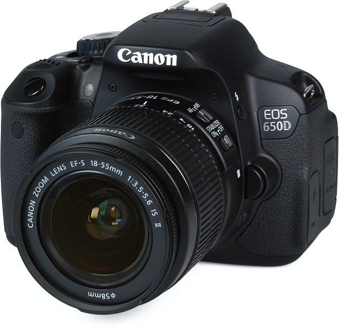 A Canon 650D, black with leather details
