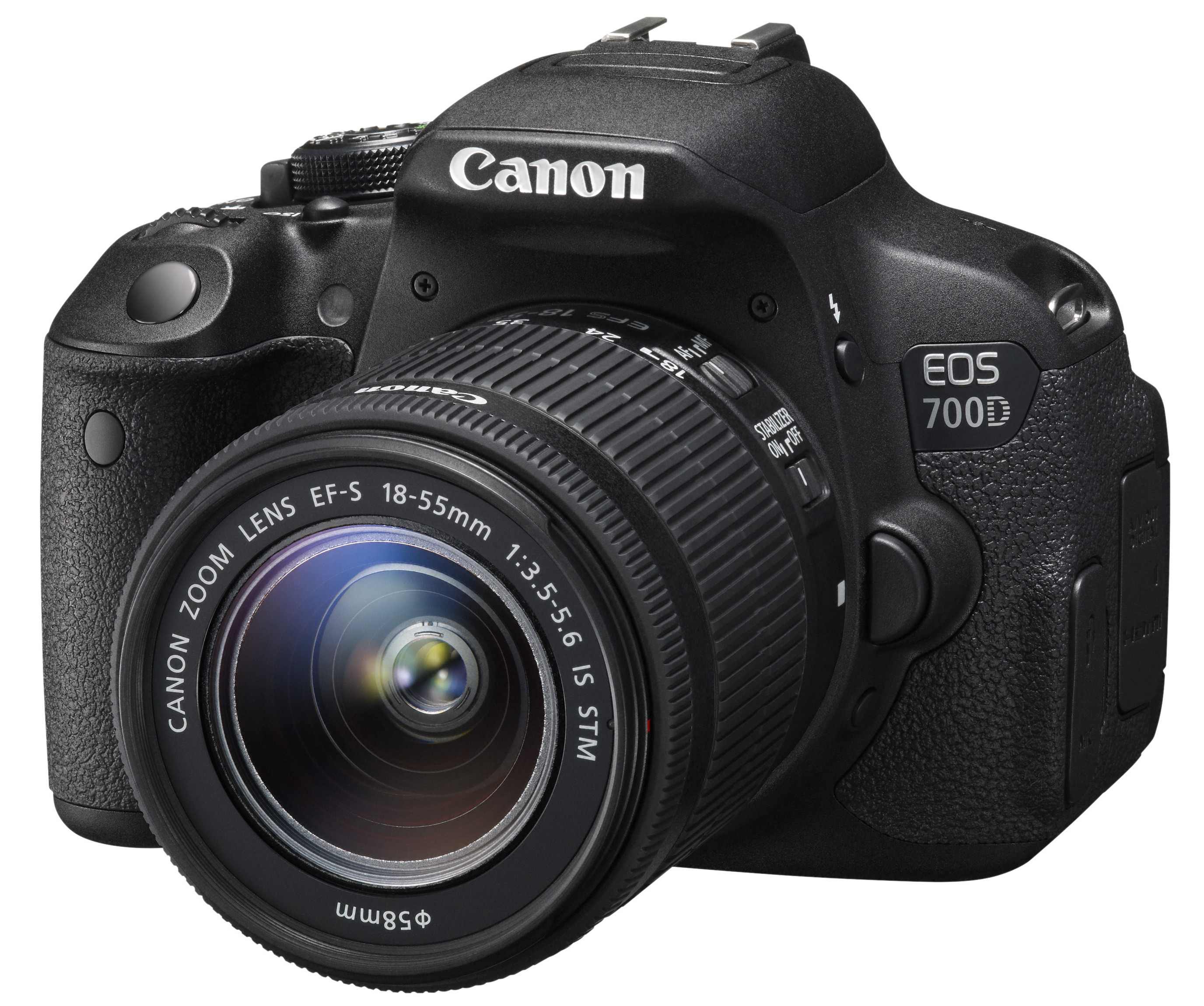 A Canon 700D, black with leather details